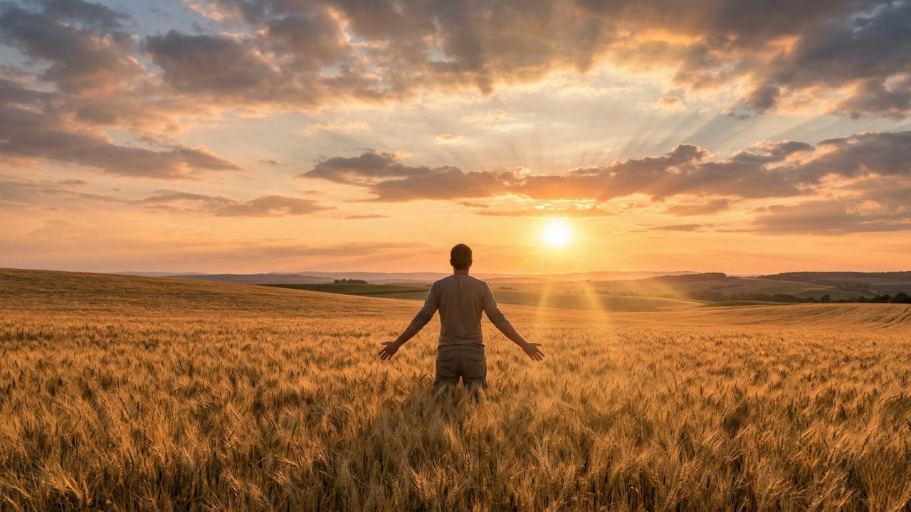 Campo sembrado al atardecer